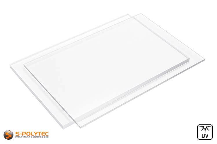Cast acrylic glass in colourless, transparent in millimetre-precise cuts from as little as 30mm x 30mm