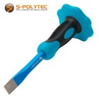 The flat chisel with a blade width of 19 mm has a solid 16 mm hexagonal shank