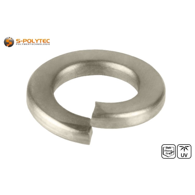 The spring washers are manufactured according to the old standard DIN 127 and are made of corrosion-resistant A4 steel.