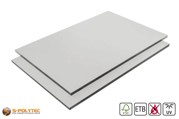 HPL sheet RAL7035 light grey low flammability with ETB fall protection in 6mm or 8mmmm