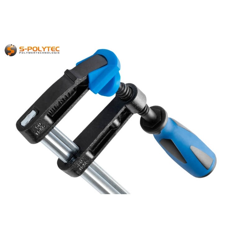 Cast iron screw clamp with profile steel rail and solid clamping arms with high clamping force in various sizes