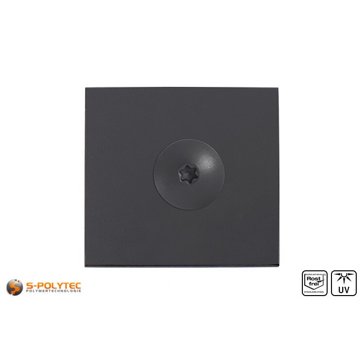 Balcony screw anthracite  mounted on hpl sheet in anthracite decor