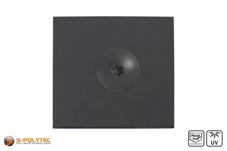 Balcony screw anthracite  mounted on hpl sheet in anthracite decor