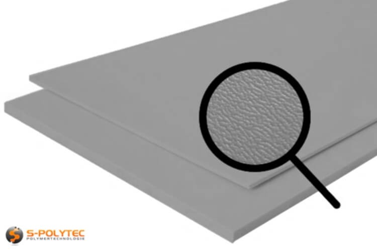 Polyethylene (PE) sheets grey (nearly RAL 7042) both side grained 19mm
