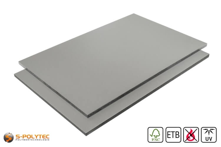 HPL sheet RAL7037 Dusty gray low flammability with ETB fall protection in 6mm and 8mm