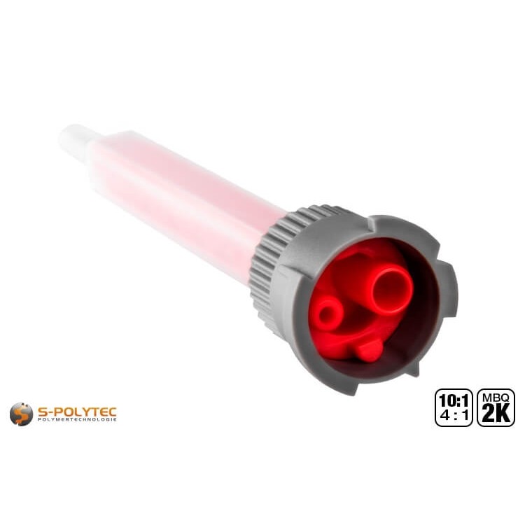 The static mixer type MBQ for 2K systems up to 75ml is suitable for 2-component adhesives with a mixing ratio of 10:1 and 4:1