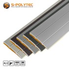 The flat aluminium floor profile in 38mm width is available in silver, brushed stainless steel, anthracite metallic, grey metallic and bronze metallic