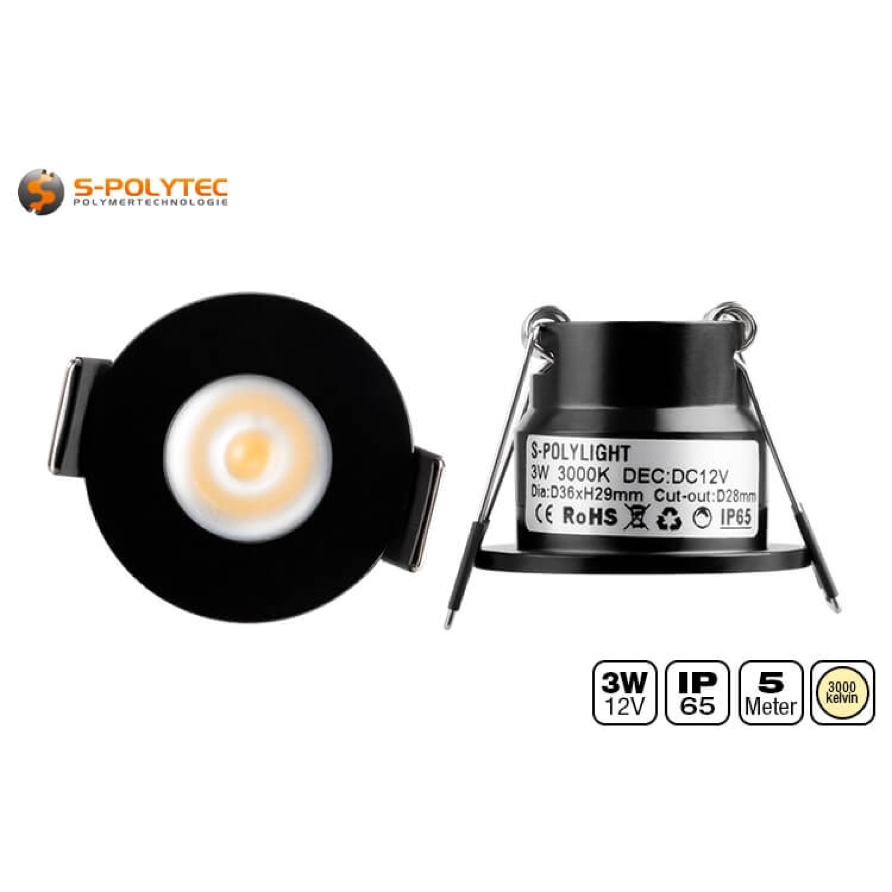 The connection cable with screw connectors is dustproof and waterproof, 5 metres long and included in the scope of delivery