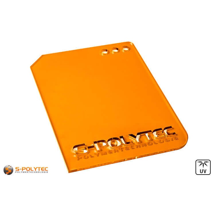 Acrylic glass orange transparent in lasercut