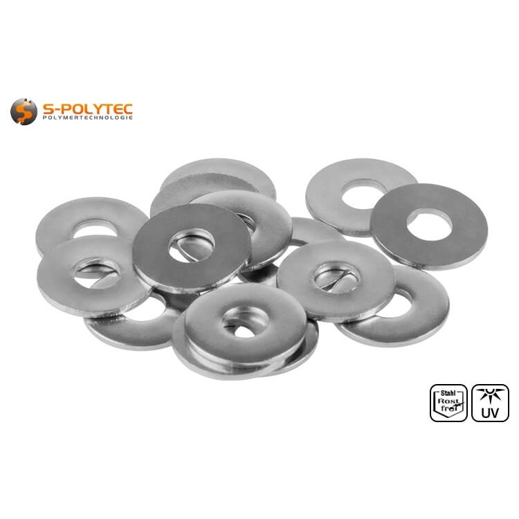 Stainless steel washers for our balcony screws as well as all M5 threaded screws.