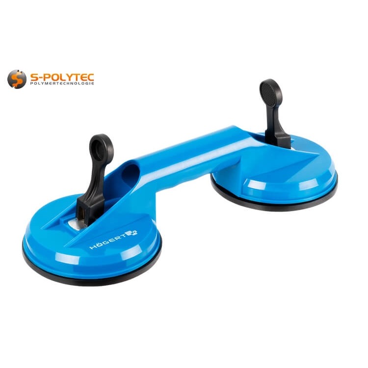 The double suction cup has two robust toggle levers for maximum safety and load-bearing capacity through vacuum