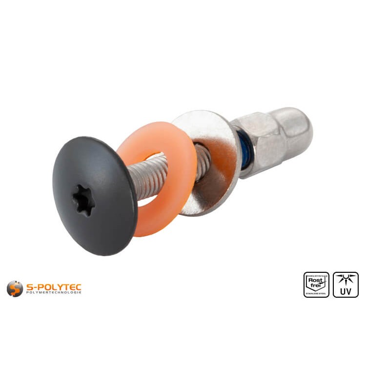 Balcony screws colour-matched to HPL panels