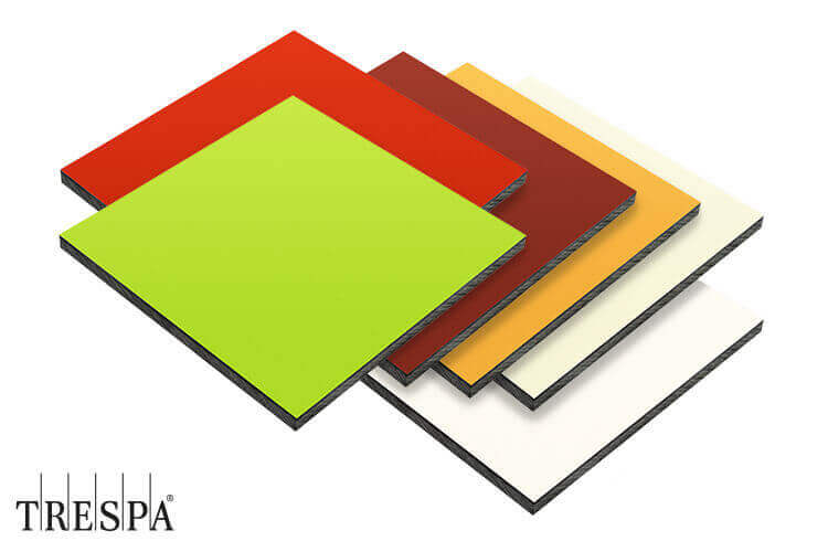 Trespa® Meteon® FR UNI COLOURS HPL panels in various colours with surface decor on both sides 