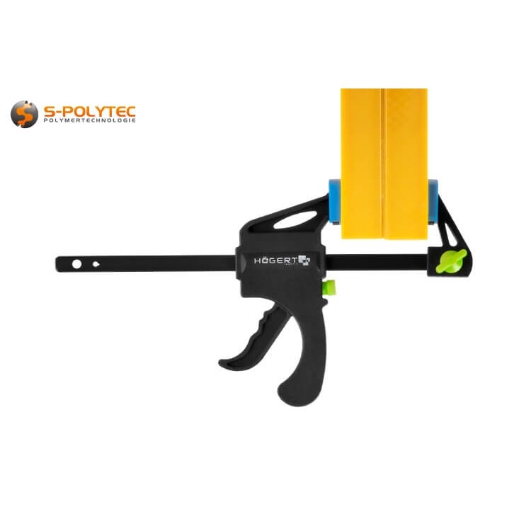 The one-handed clamp is very easy to operate with one hand and can be unlocked using the thumb button