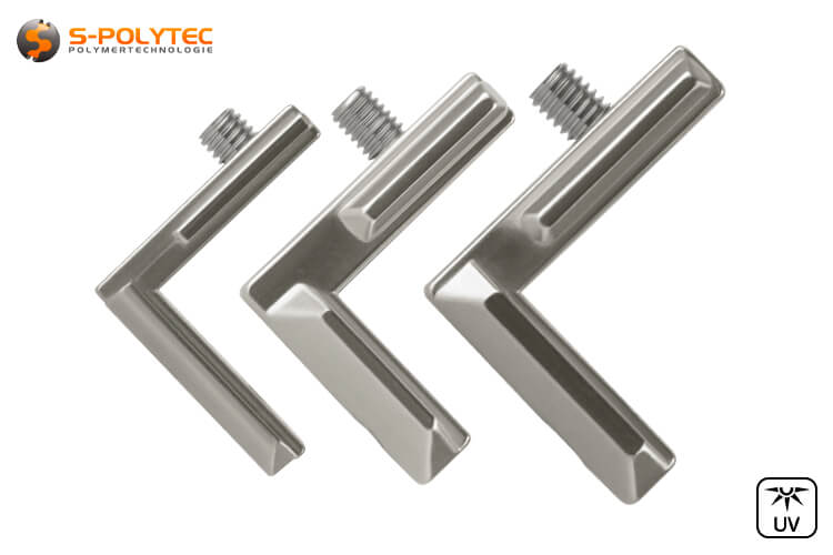 The profile connectors are inserted into the profile slot on the inside and are available in three sizes