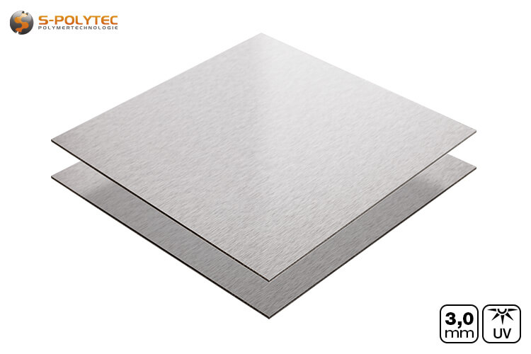 Aluminium composite panels 3mm (dibond) in silver brushed in custom cut