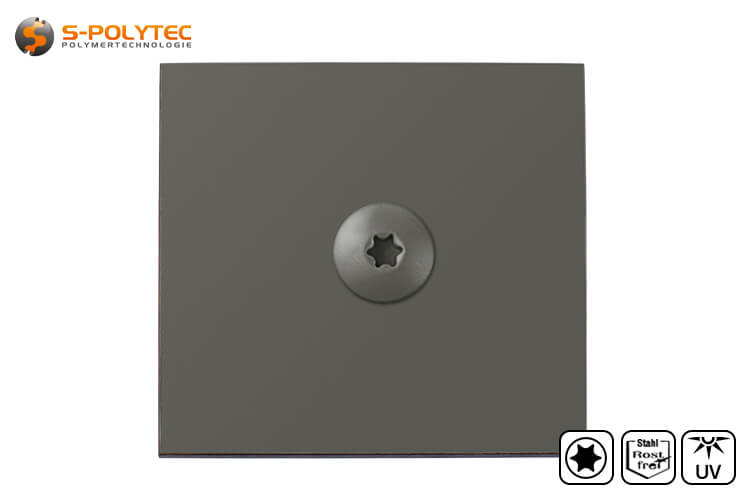 The facade screws in size 5.5 x 35mm with a head diameter of 12mm, have a UV and weather-resistant head lacquer finish in Steel Grey 