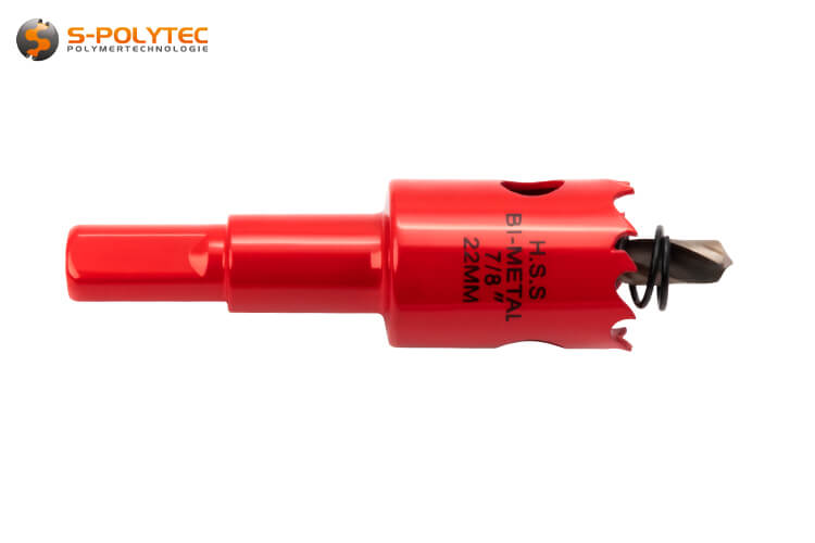 The hole saw with a diameter of 22mm is suitable for cutting depths up to 24mm