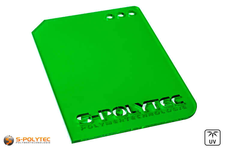 Acrylic glass green transparent in lasercut