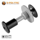 Balcony screw set with threaded sleeve in deep black (RAL 9005) in M5x25mm or M5x30mm made of A2 stainless steel.