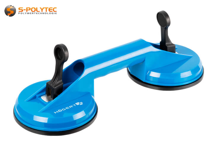 The double suction cup has two robust toggle levers for maximum safety and load-bearing capacity through vacuum