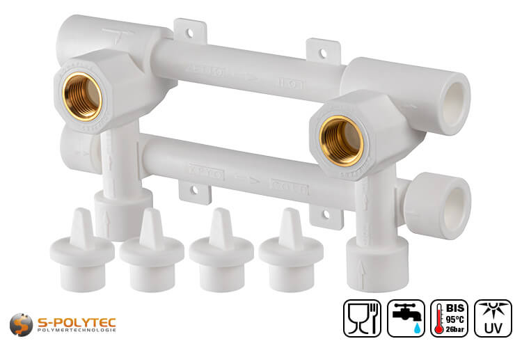 Aqua-Plus PP-R mounting unit for wall-mounted fittings in white