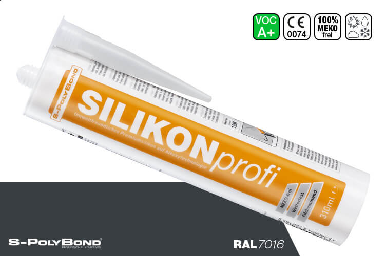 S-Polybond SILIKONprofi alkoxy-silicone anthracite grey (RAL 7016)