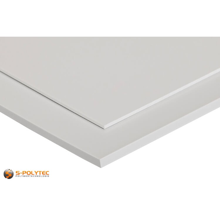 White HIPS as standard sized sheet in thicknesses from 1mm to 5mm - detailed view