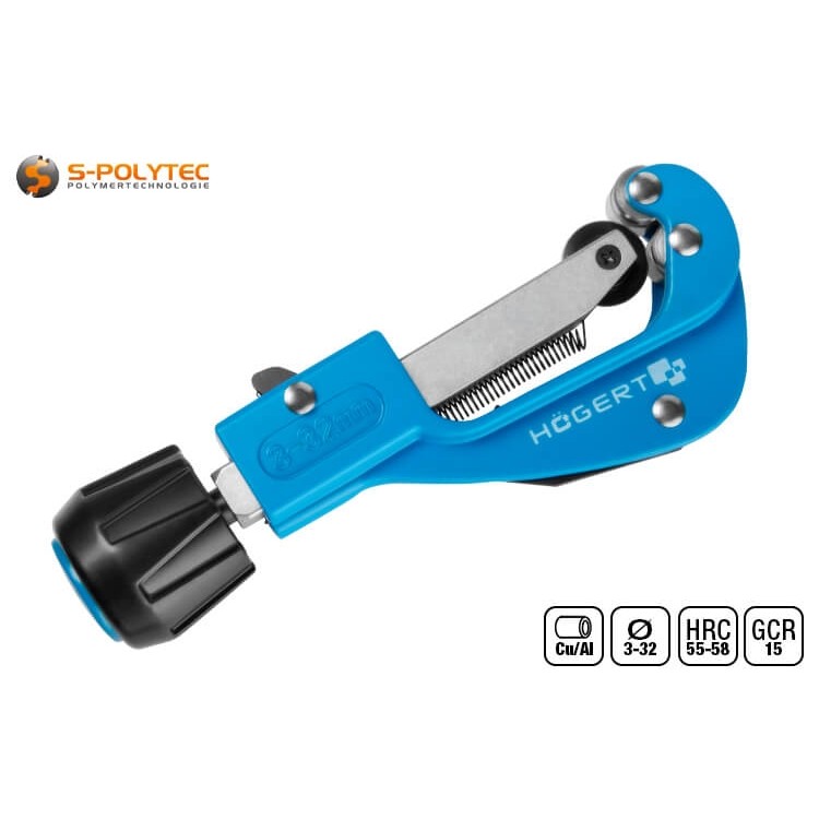 The pipe cutter from Högert is ideal for plumbing and heating pipes made of aluminium composite or copper