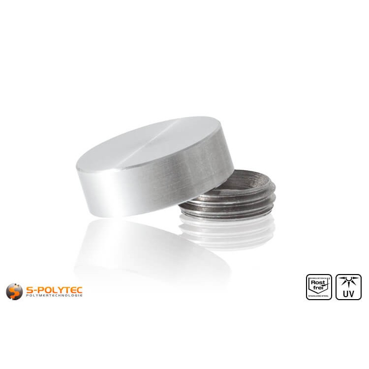 Screw cap stainless steel 15mm with threaded ring