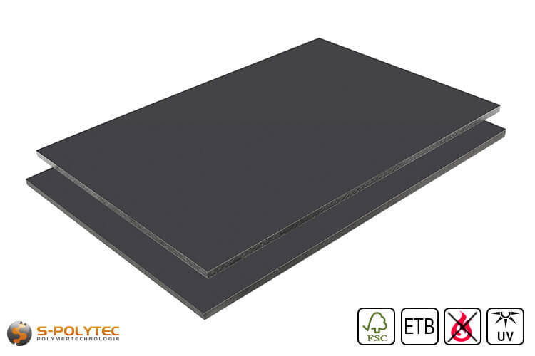 HPL sheet RAL 7016 anthracite low flammability with ETB fall protection in 6mm and 8mm