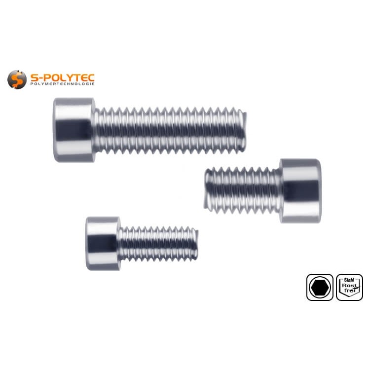 The stainless steel screws with cylinder head are available in different thread sizes and thread lengths