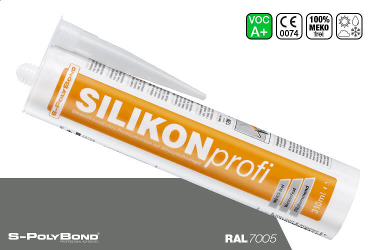 S-Polybond SILIKONprofi alkoxy-silicone mouse grey (RAL 7005)
