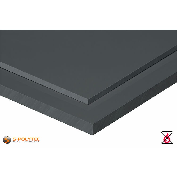 PVC sheets darkgray hard-PVC (PVCU) from 1mm to 50mm thickness - detailes view