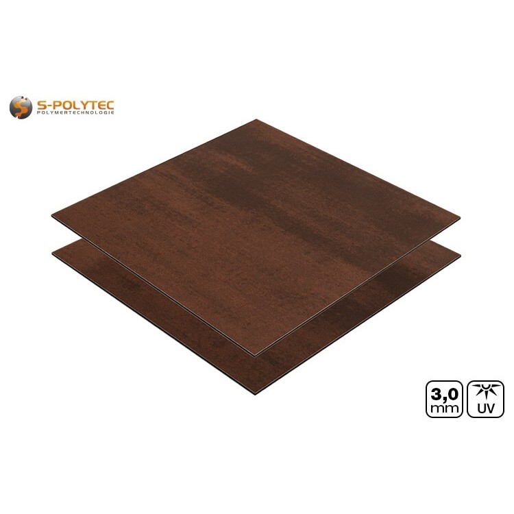 Aluminium composite panel in rust effect in 3mm thickness cut to size
