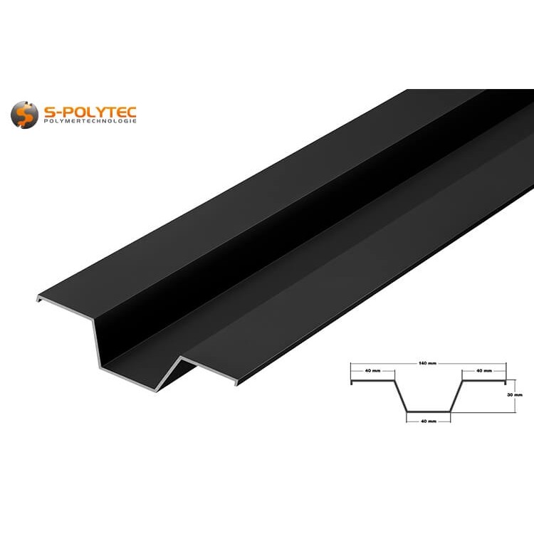 Black anodised aluminium V-profiles for substructures for facade claddings