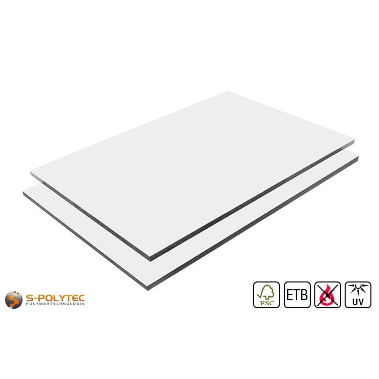 HPL sheet RAL9016 traffic white low flammability with ETB fall protection in 6mm and 8mm