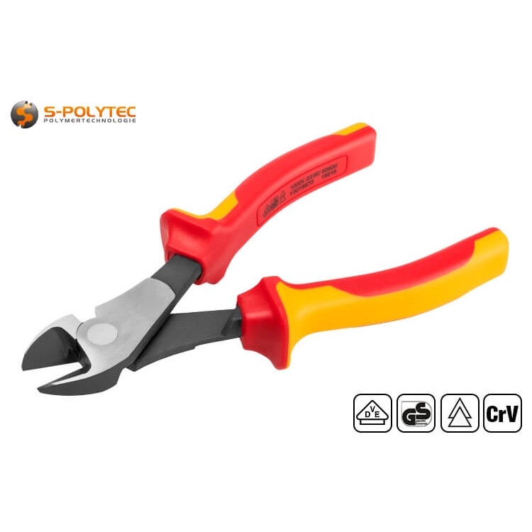 The VDE power diagonal cutters are insulated up to 1000V to protect against electrical hazards