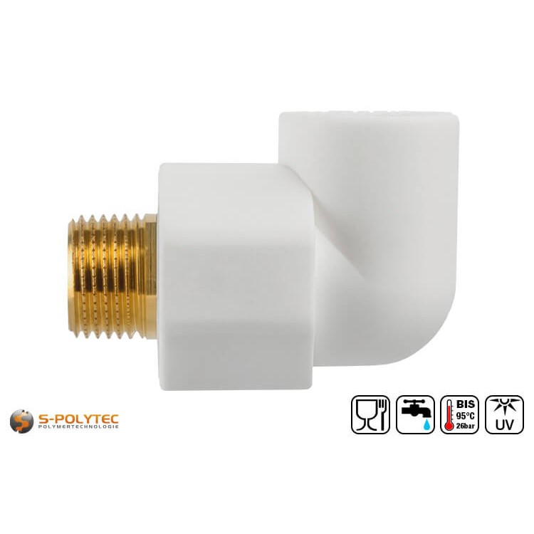 The elbow coupling is also very suitable for connecting radiator pipes, water connections or flexible pipes to a PP-R pipe.