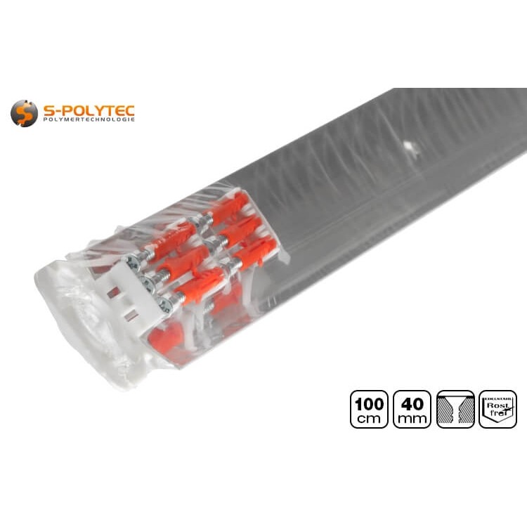 The stainless steel floor profiles are welded in together with the installation material to protect the surfaces