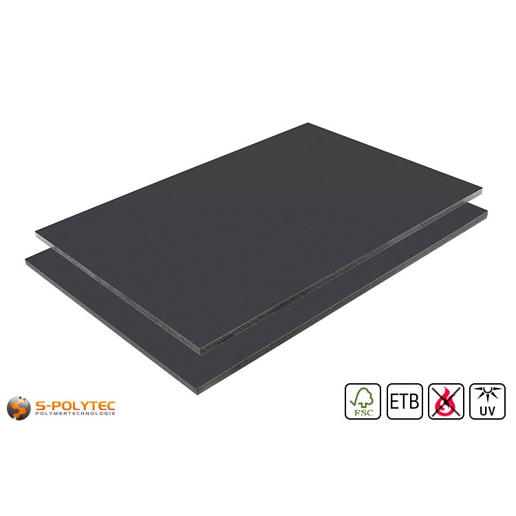 HPL sheet RAL 7016 anthracite low flammability with ETB fall protection in 6mm and 8mm
