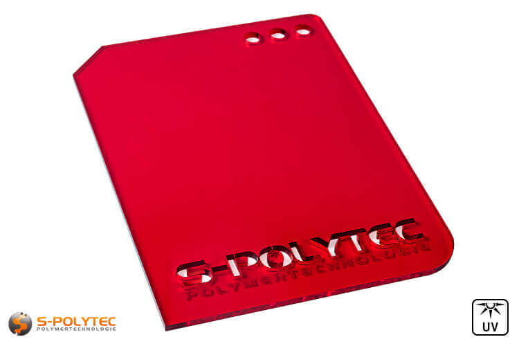 Acrylic glass red transparent in lasercut