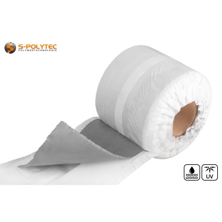 The grey EPDM lead substitute is very flexible and easy to bend thanks to aluminium expanded metal