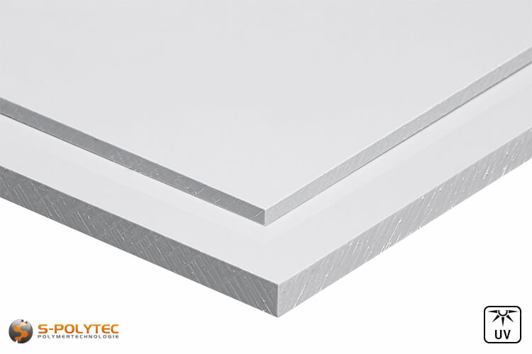 We carry the weatherproof PVC sheets made of solid core material in white in the thicknesses 1mm, 2mm, 3mm and 4mm