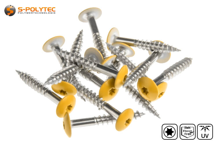Vorschaubild The gold yellow screws in A4 stainless steel for HPL panels