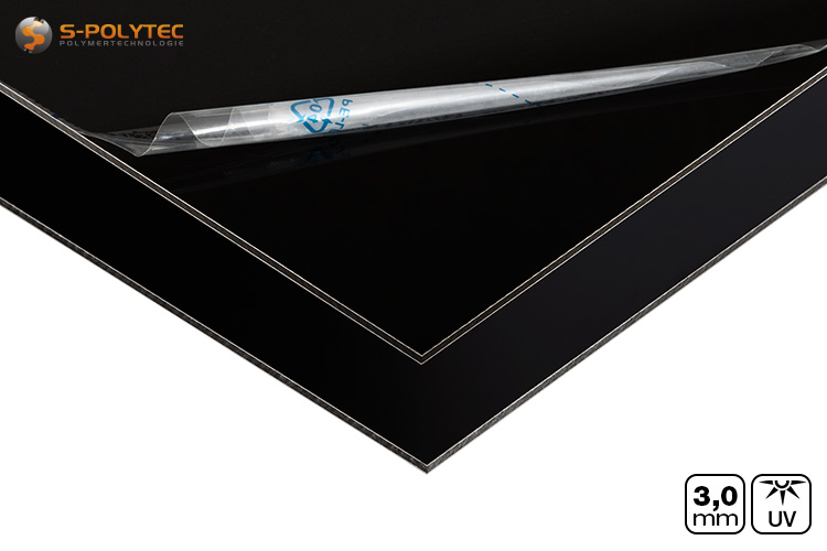 Aluminum composite panels with one-sided matt, one-sided glossy surface
