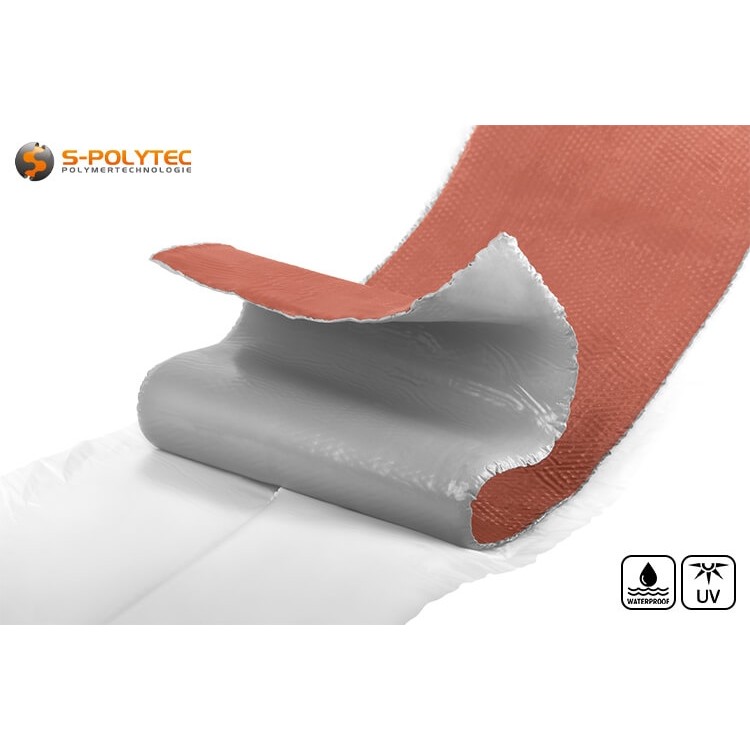 EPDM sealing tape in red with extra-strong self-adhesive properties as a lead substitute for building waterproofing