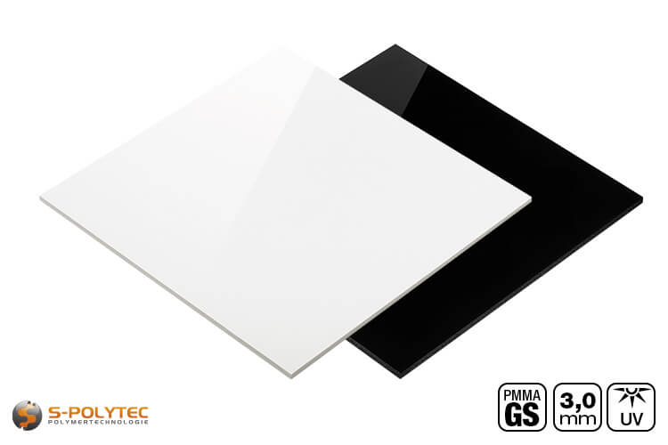 Opaque acrylic glass GS cut to size - Opaque ✓ Black or white ✓ Cut to size  from 30x30mm ✓ UV- and weather-resistant ✓