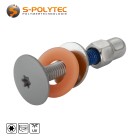 Dusty grey (RAL 7037) stainless steel balcony screw with metric M5 thread