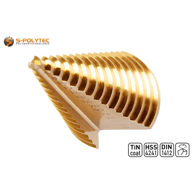 The step drill has a ground centre point and enables simple and precise centring